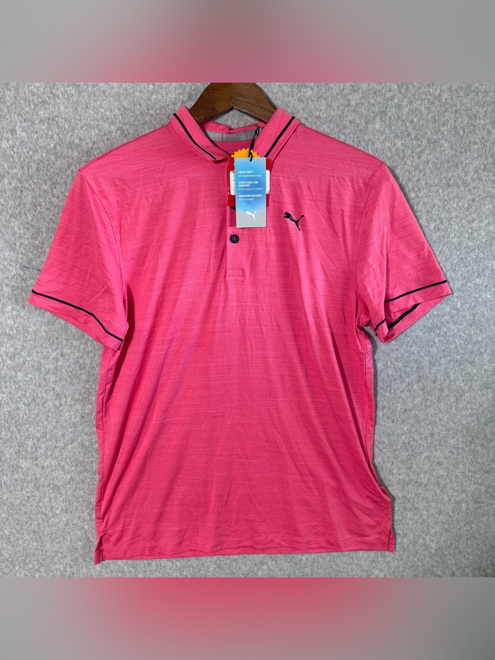 Puma boys size large Bright Pink Polo with Contrast Trim